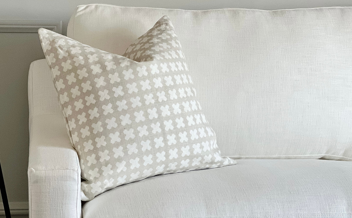 Hand-printed linen textiles from Greige—bold, heritage-inspired designs for interiors. Explore our full collection