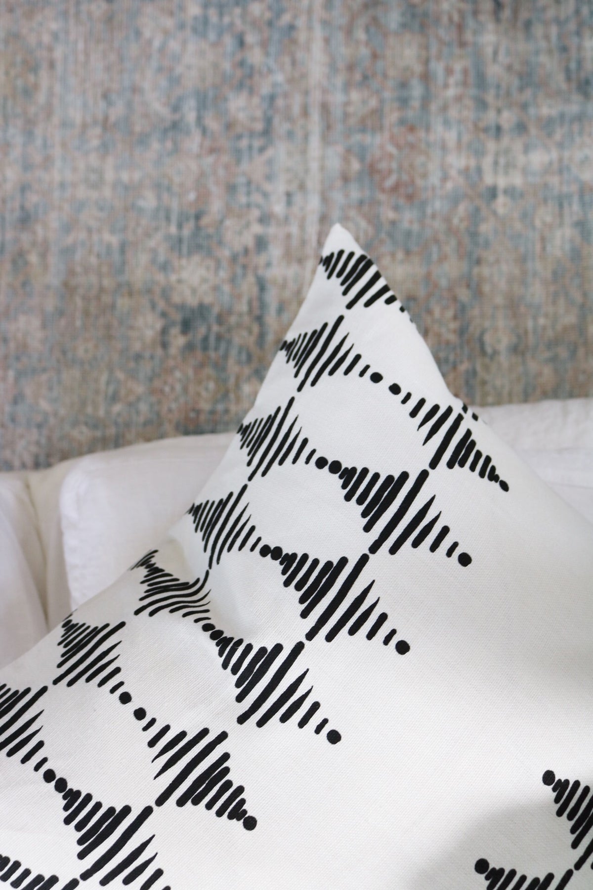 greige textiles Stacked fabric Black on Oyster hand made in california Artisan fabrics and wallpapers from Greige Textiles—created for interiors with intention and style.