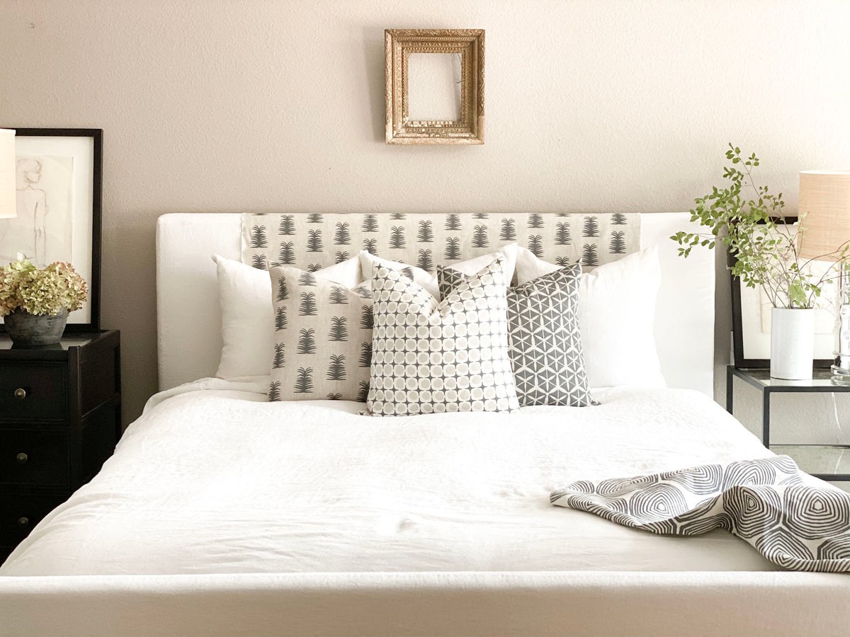 New heritage fabric patterns, hand screen printed on linen by Greige Textiles. Discover more for your next interior project.