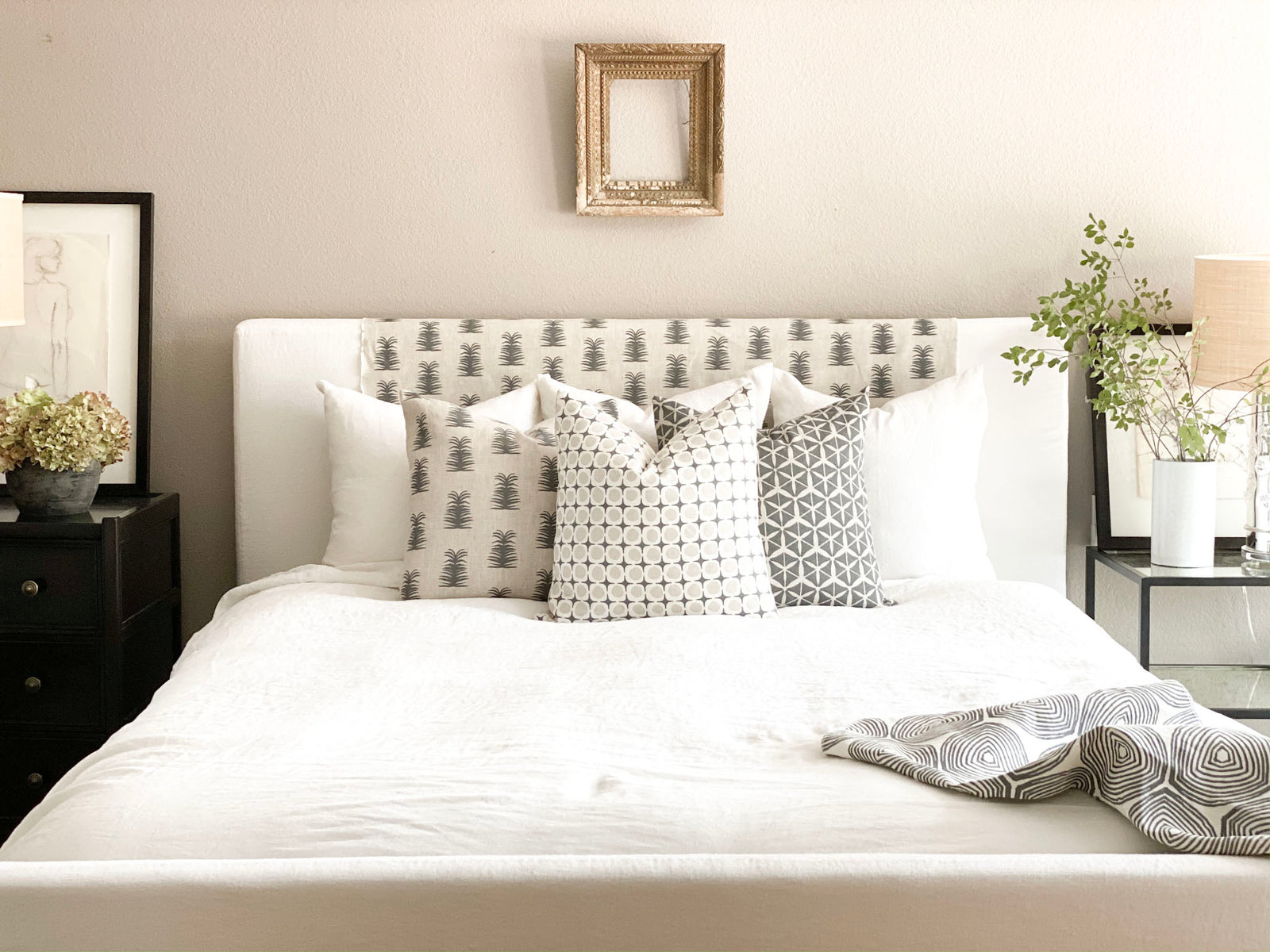 Hand-printed linen textiles from Greige—bold, heritage-inspired designs for interiors. Explore our full collection.