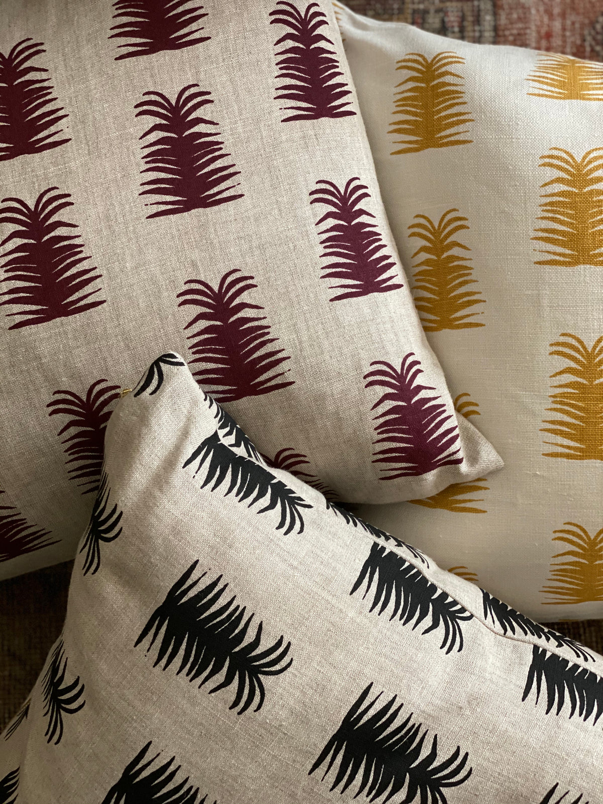New heritage fabric patterns, hand screen printed on linen by Greige Textiles. Discover more for your next interior project.