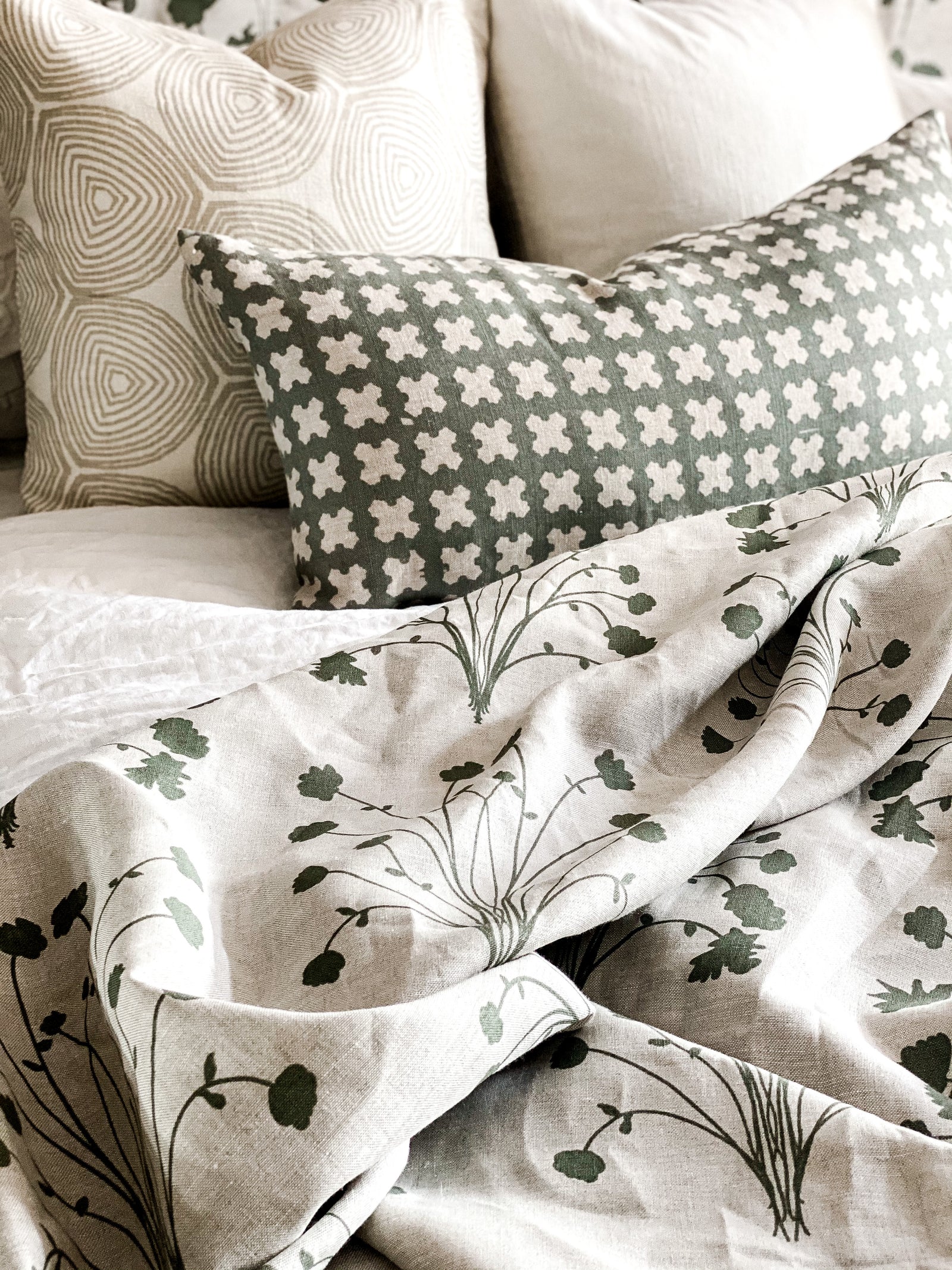 Amelie Fabric Moss on Oatmeal