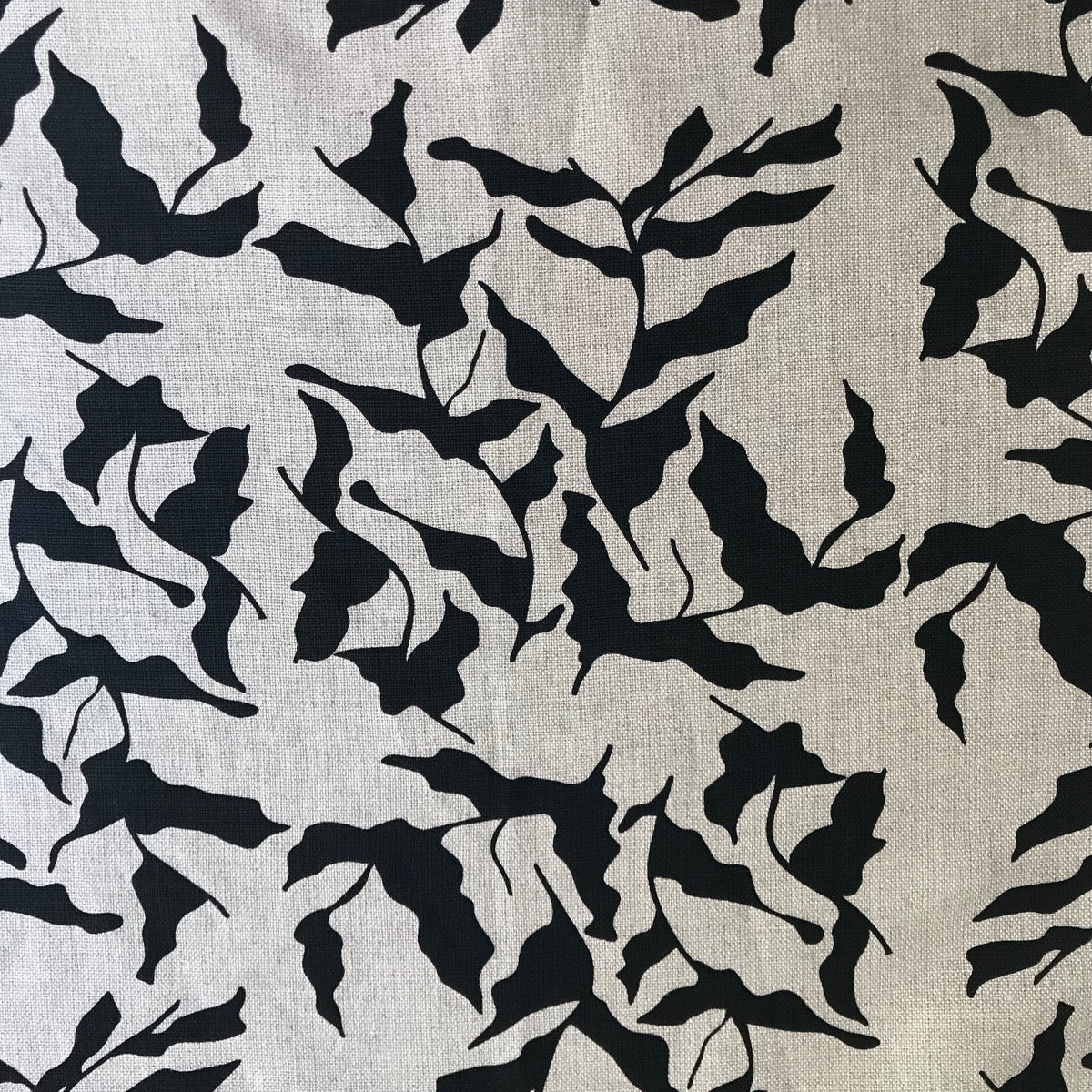 Mer Fabric Black on Natural greige textiles handprinted in california