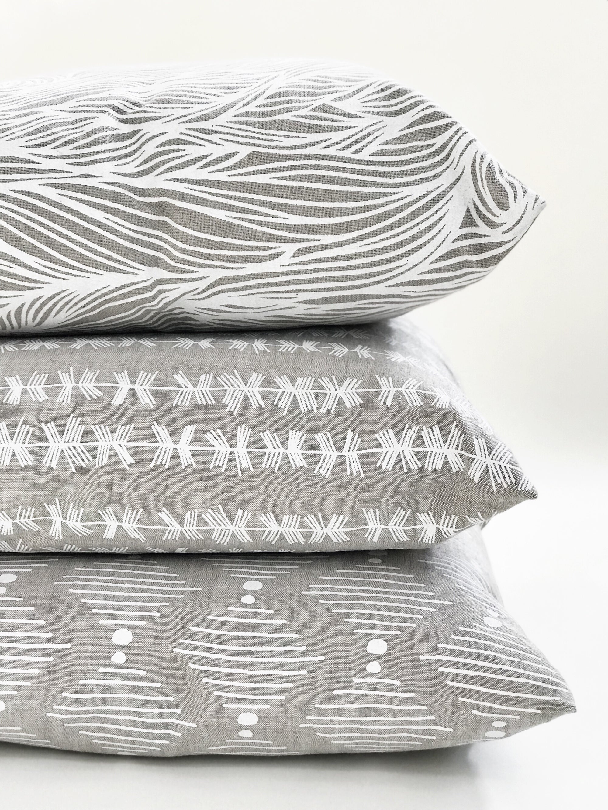 Stick Stripe Fabric White on Oatmeal greige textiles