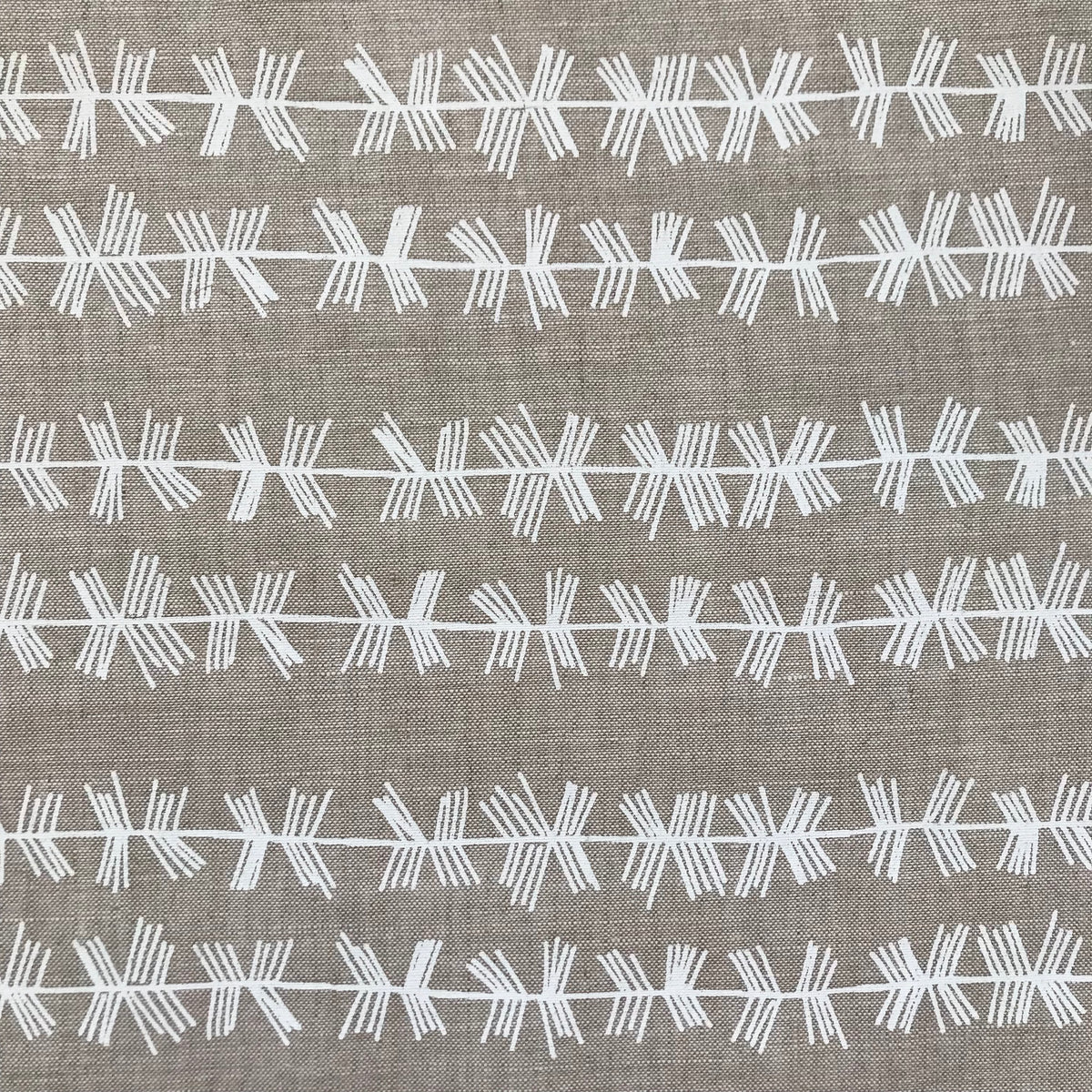 Stick Stripe Fabric White on Oatmeal greige textiles