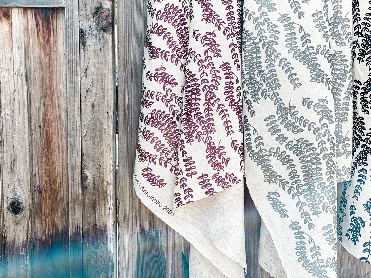 Antoinette Fabric Azure on Oatmeal