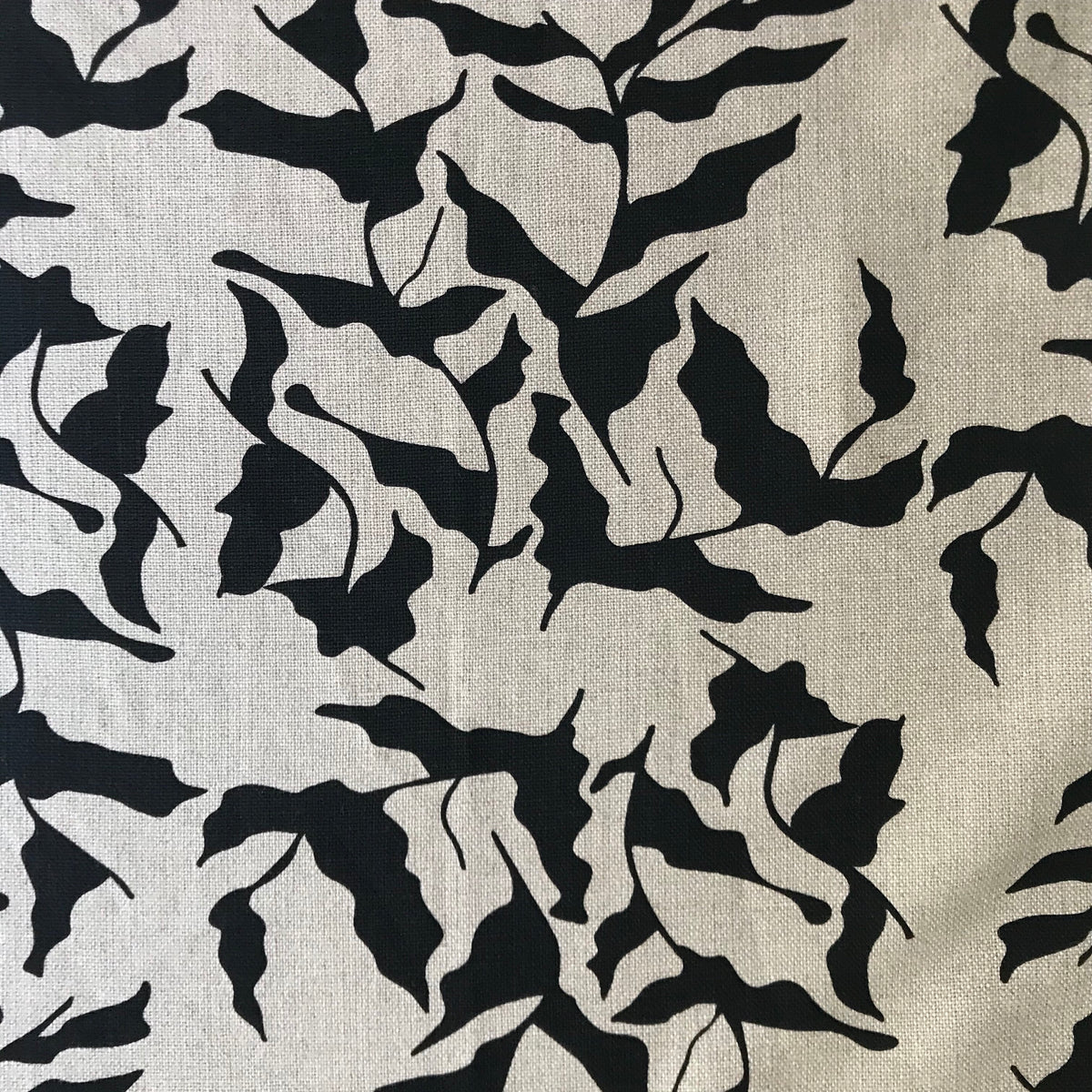 Mer Fabric Black on Natural greige textiles handprinted in california