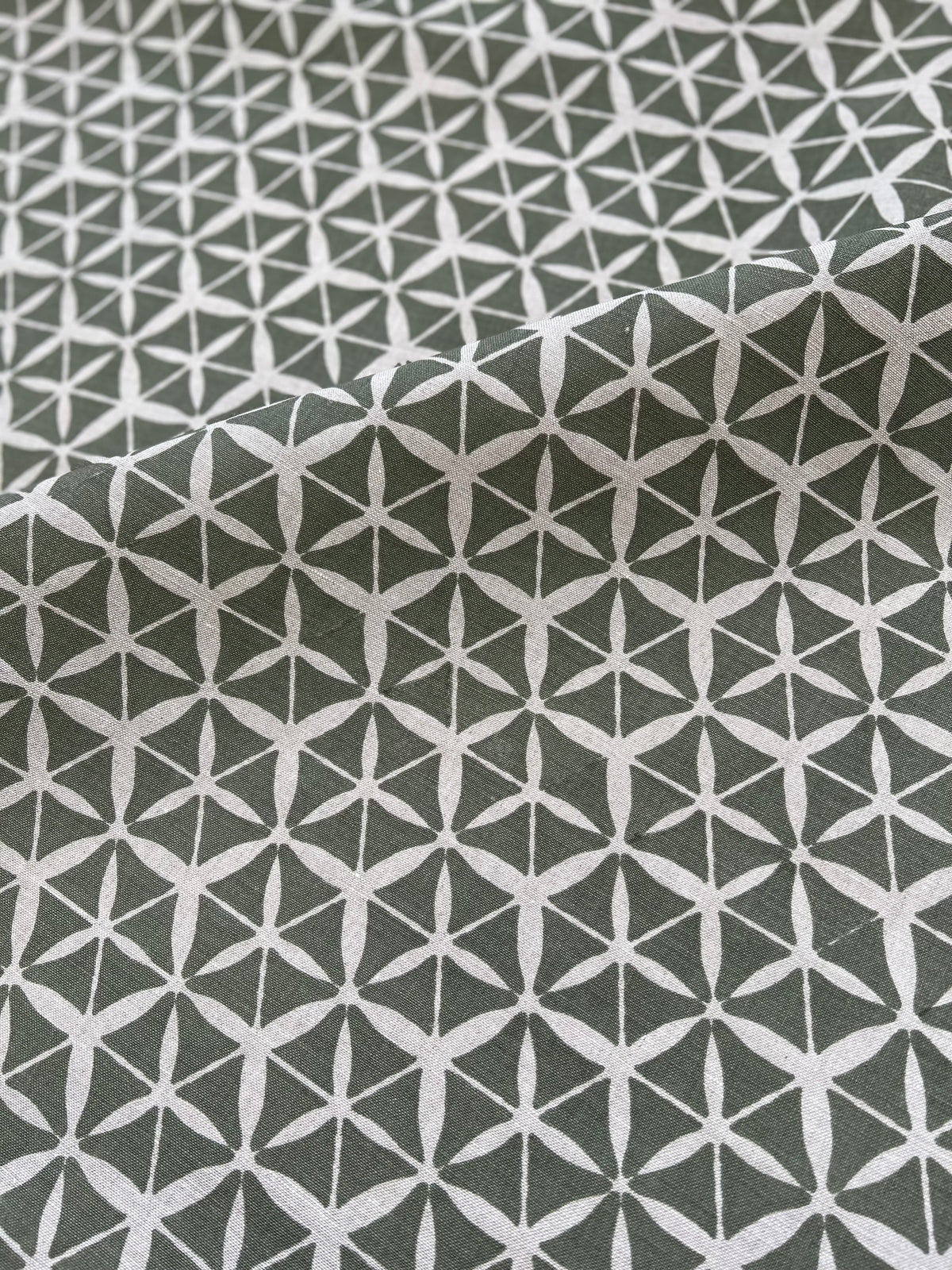 Tuile Fabric Moss on Oatmeal