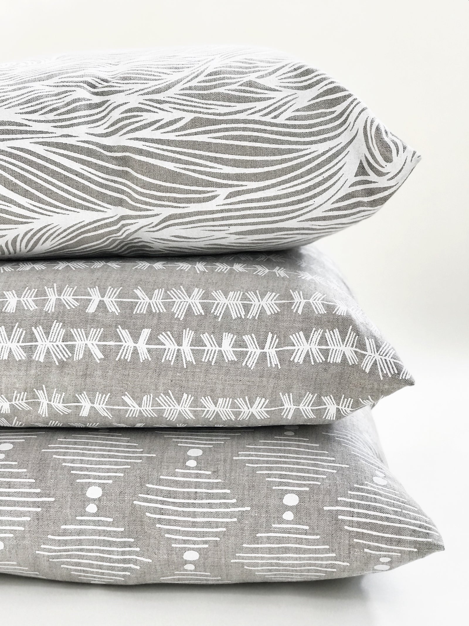 Trina Fabric White on Natural greige textiles