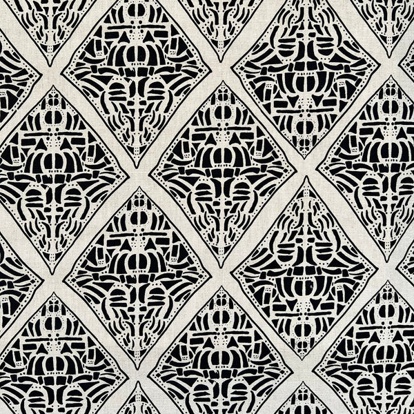Heidi Rhoides Textiles Rhodes Fabric Midnight on Oyster - greige textiles
