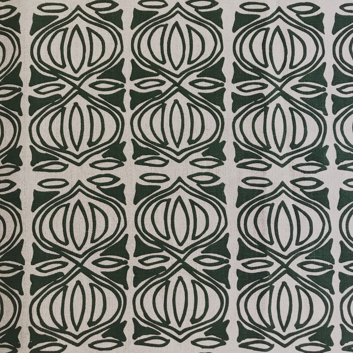 Holiday Fabric Emerald on Natural greige textiles
