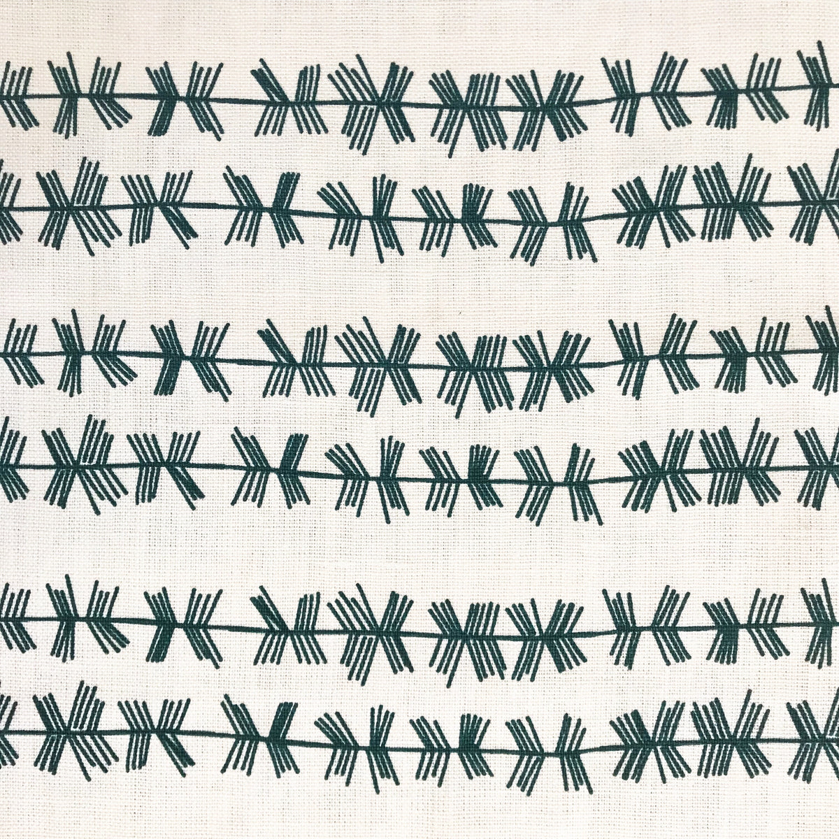 Stick Stripe fabric Tealish on Oyster greige textiles