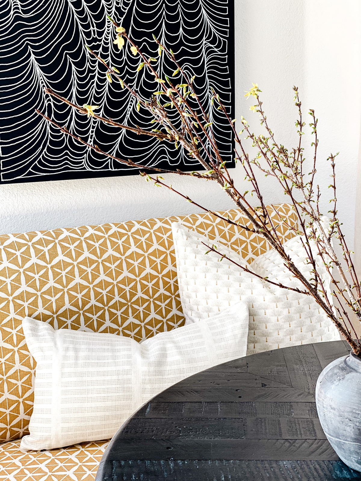 Nathalie Fabric Wheat and Heron Oyster