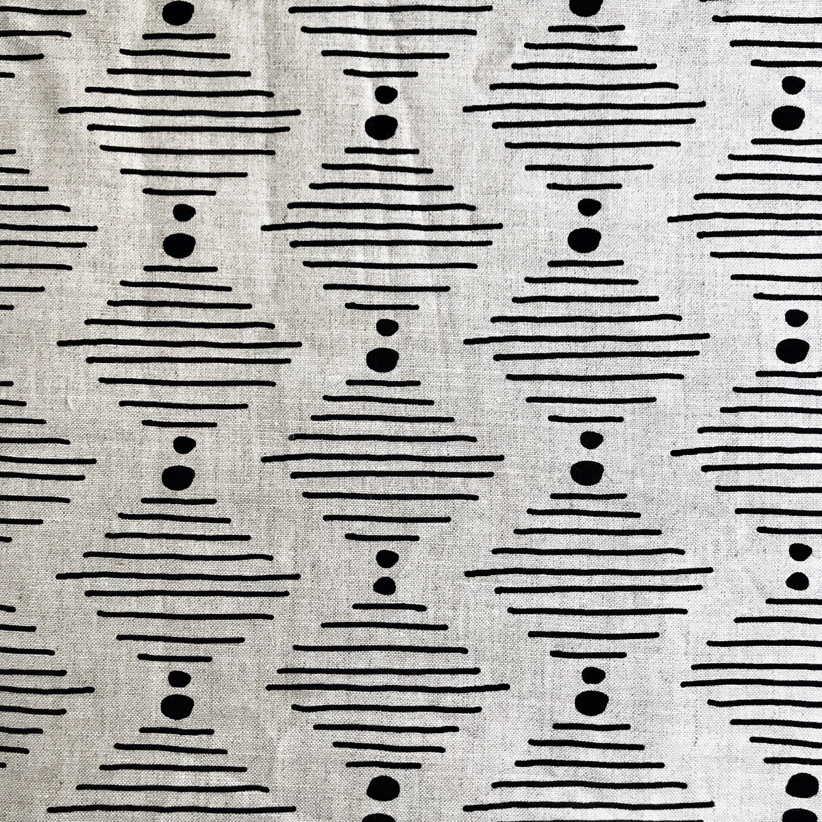 Hinkley Fabric Black on Oatmeal greige textiles