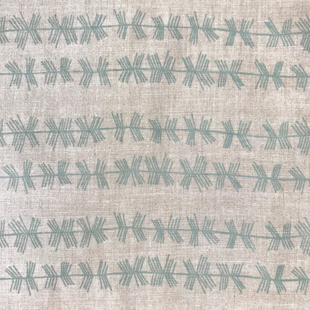 Stick Stripe fabric Bluegrass on Oatmeal greige textiles