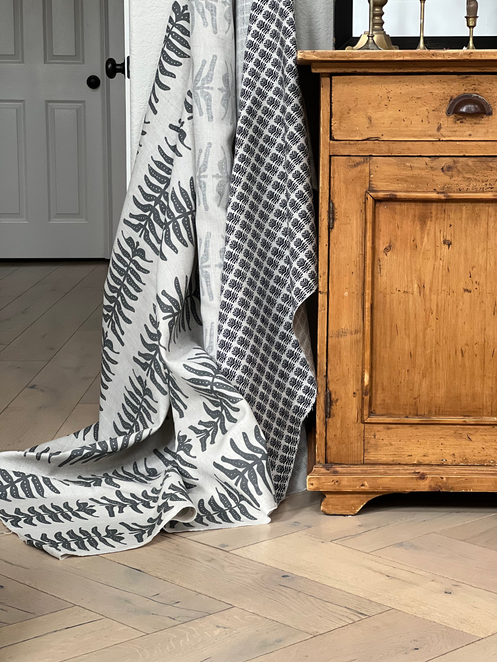 Odette Fabric Azure on Oatmeal