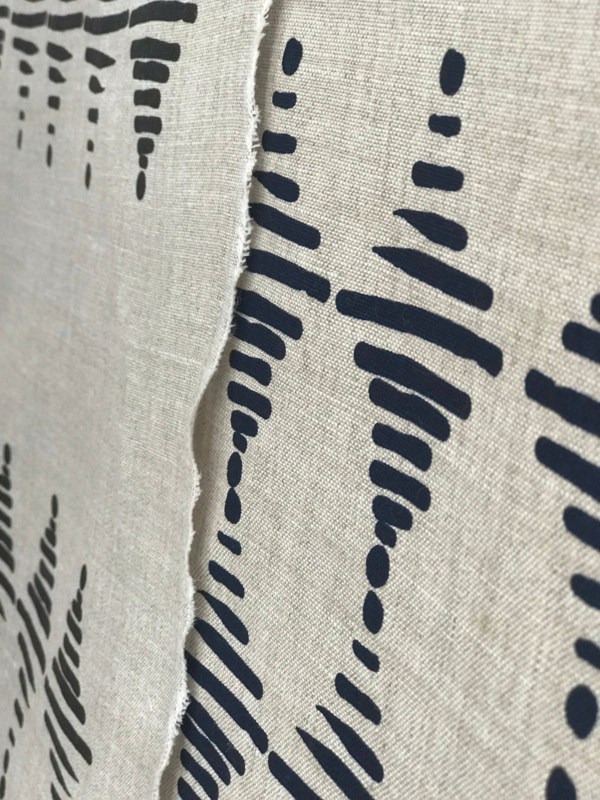 greige textiles micro batch textiles hand printed in California Stacked in pepper on oatmeal, to the trade