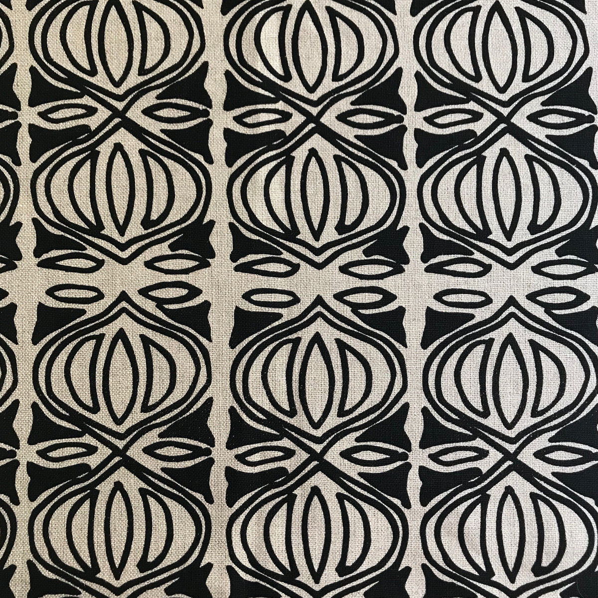 Holiday Fabric Black on Natural greige textiles