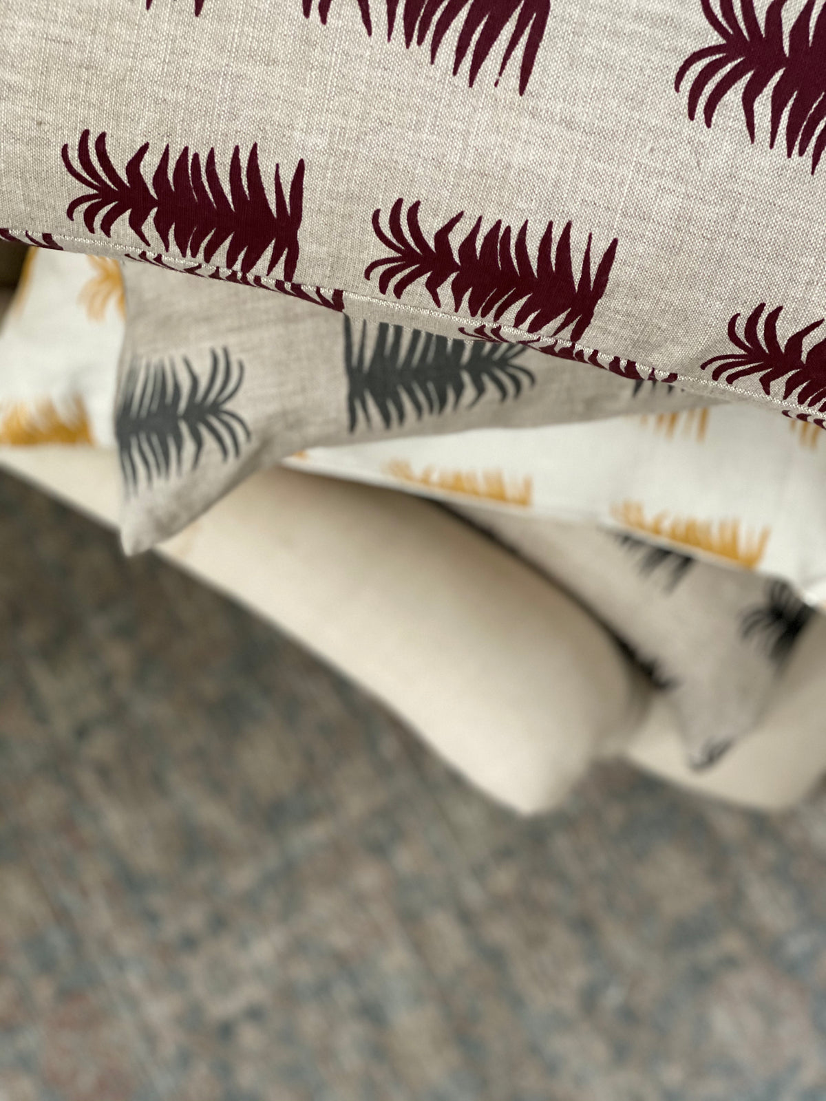 New heritage fabric patterns, hand screen printed on linen by Greige Textiles. Discover more for your next interior project.